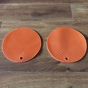 Orange silicone trivets set of 2